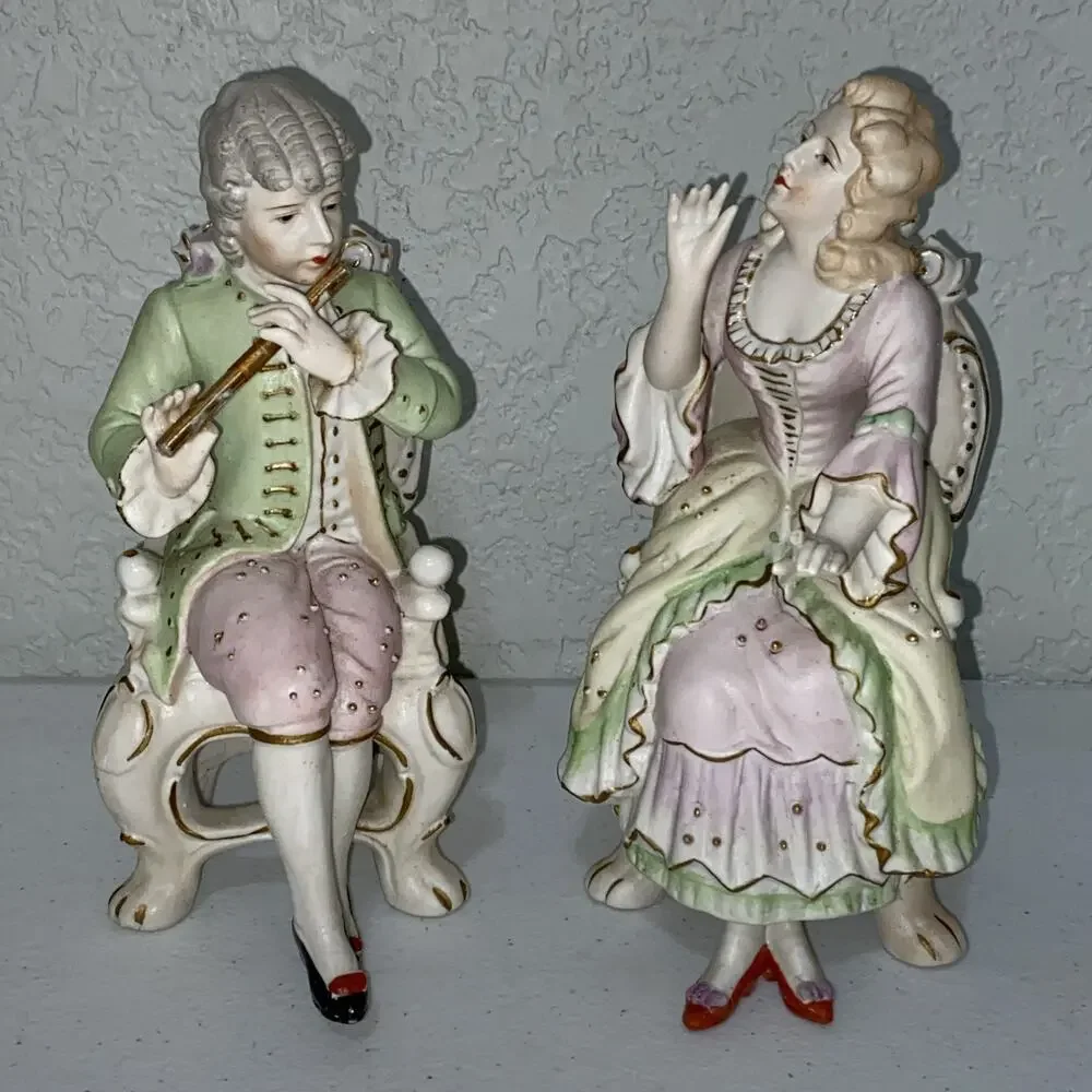 Andrea by Sadek Handpainted Porcelain Figurine Man Woman Set Occupied Japan READ